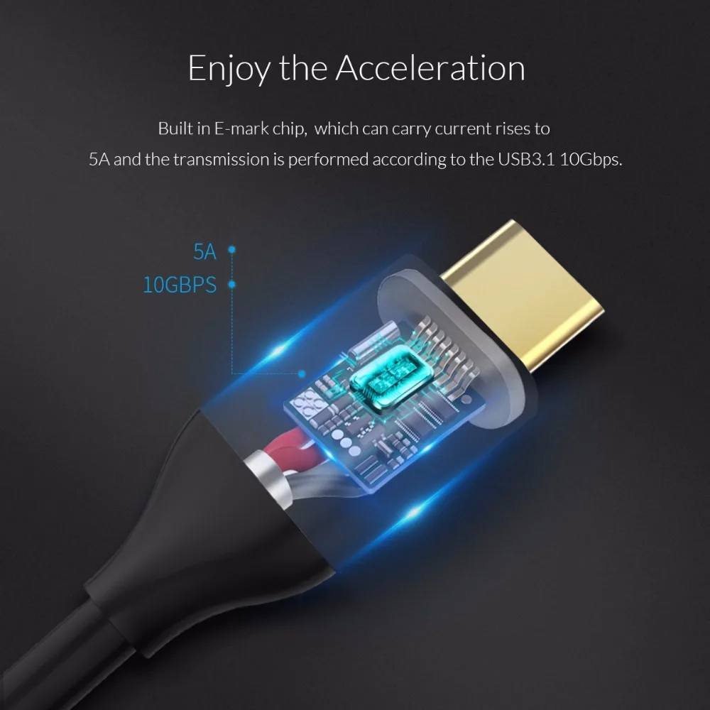 ORICO USB3.0 10 Гбит/с Высокая скорость передачи 5А кабель для быстрой зарядки Тип C до Тип C дата кабель для ноутбука БПЛА power Bank