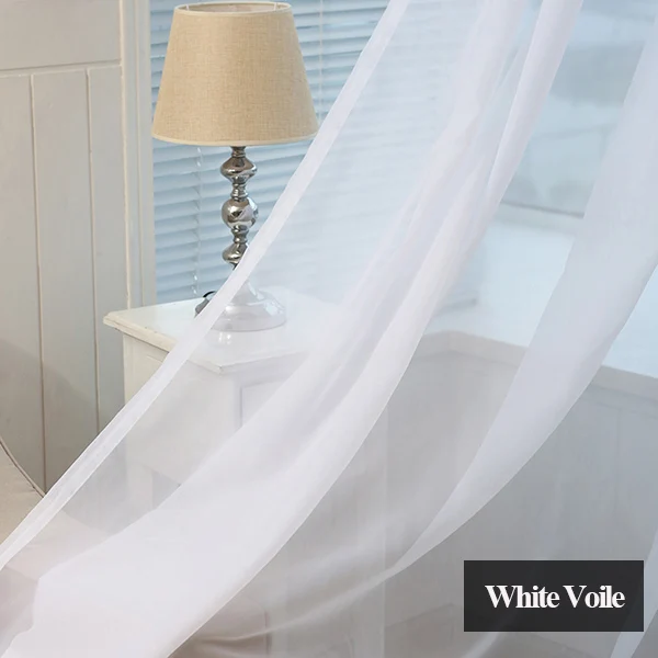 White Voile JIANIW, мягкая однотонная термоизолированная оконная занавеска, современный стиль, синяя драпированная панель-жалюзи для спальни, гостиной, детской занавески - Цвет: White Voile