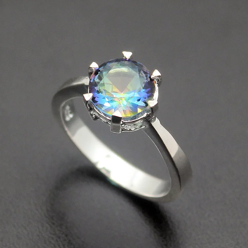Rainbow Mystic FireTopaz Wedding Band For Women Ring Size 7 8 9 Free Shipping | Украшения и аксессуары