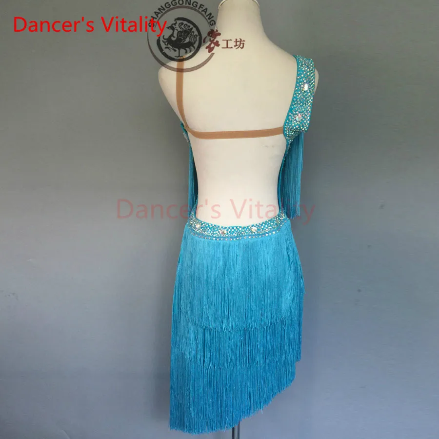 

Dancer's Vitality 2017 Back Opening Tassel Harness Latin Dance Dress Women's Samba Salsa Tango Dress For Cha Cha Dance Dress
