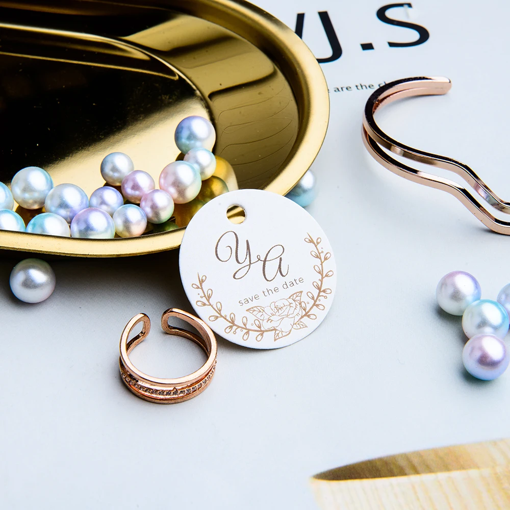Y8-200 pcs 3.5cm round Kraft/White Paper Personalized Label Rose Gold Letter Advanced Wedding Customized | Дом и сад