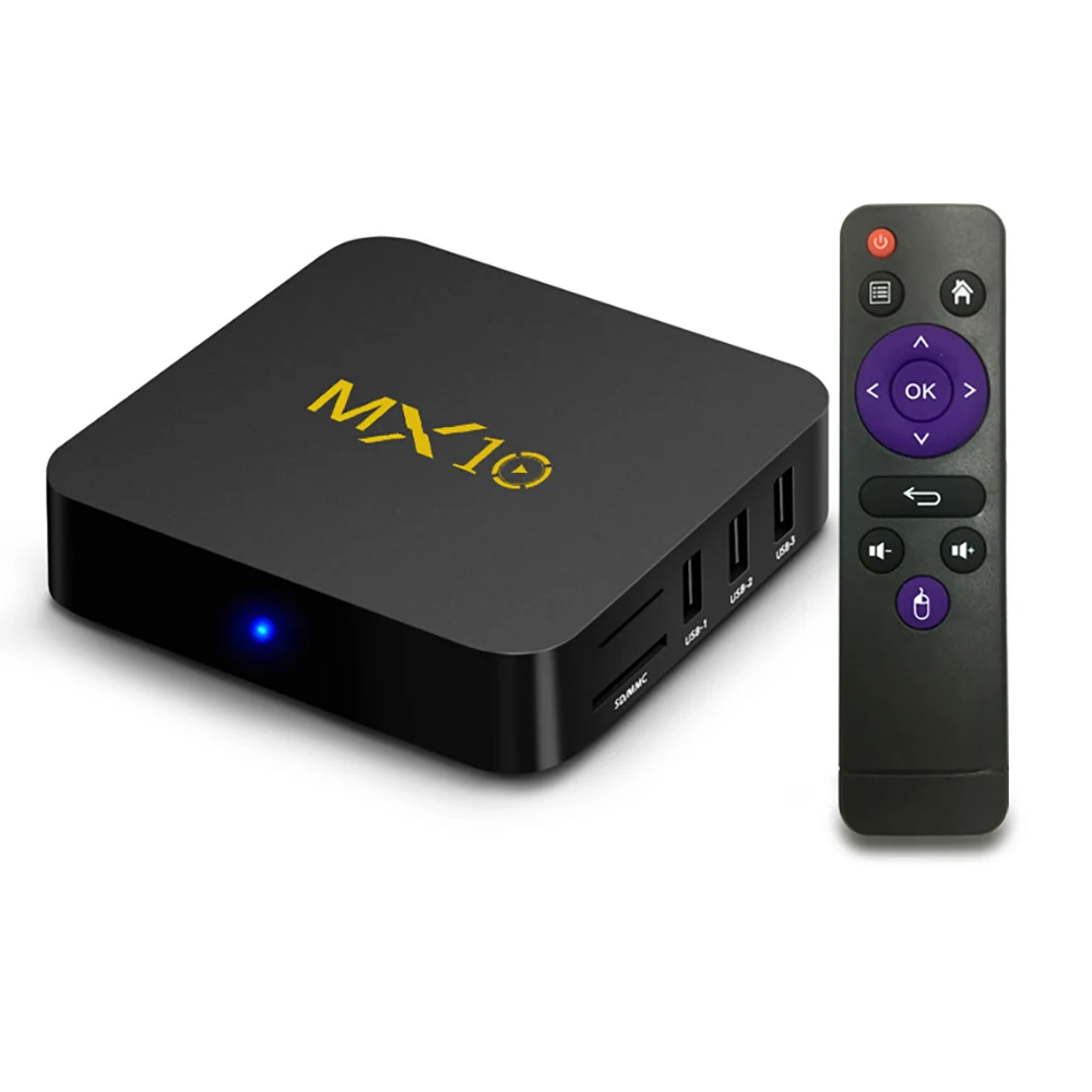 Android TV Box MX10 Smart 4 Гб DDR3 32 ГБ/64 Rockchip RK3328 четырехъядерный 64 бит медиаплеер 4K 2 ГГц WIFI USB 3