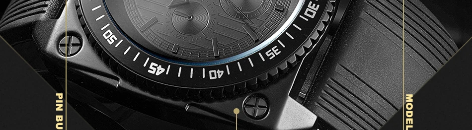 Reloj Hombre SINOBI Ретро Мужские часы военные часы черные силиконовые квадратные кварцевые часы с большим циферблатом мужские часы Прямая