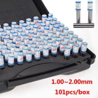 1,00  2,00 мм точный стальной штырьковый Калибр 1-2 мм Шаг 0,01 мм Гладкий штекер Калибр отверстие набор штырьковых измерительных инструментов, 101 шт.лот