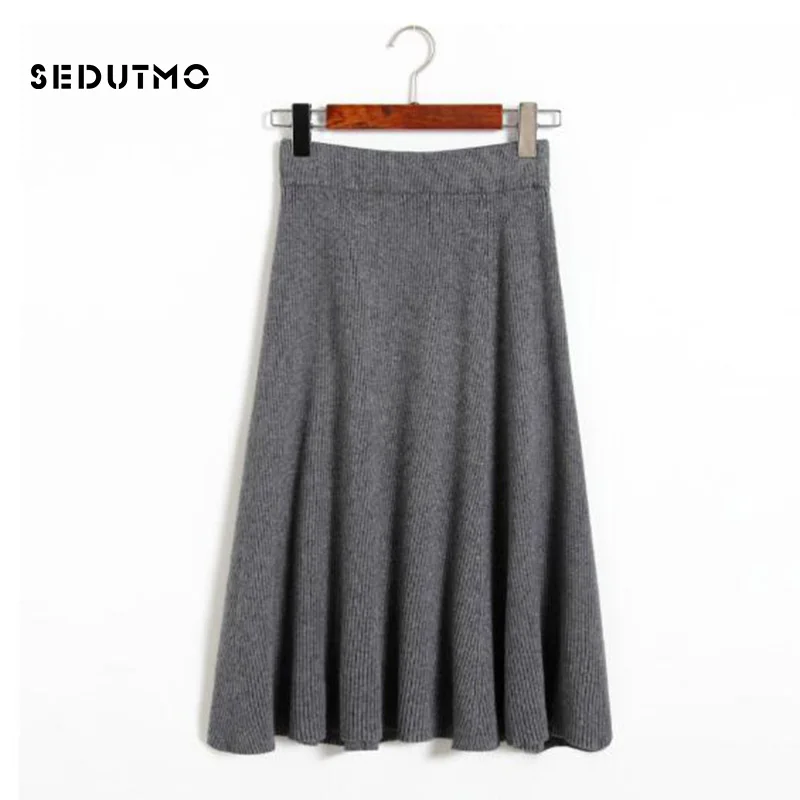 Женская вязаная юбка-пачка SEDUTMO плиссированная миди-юбка с высокой талией