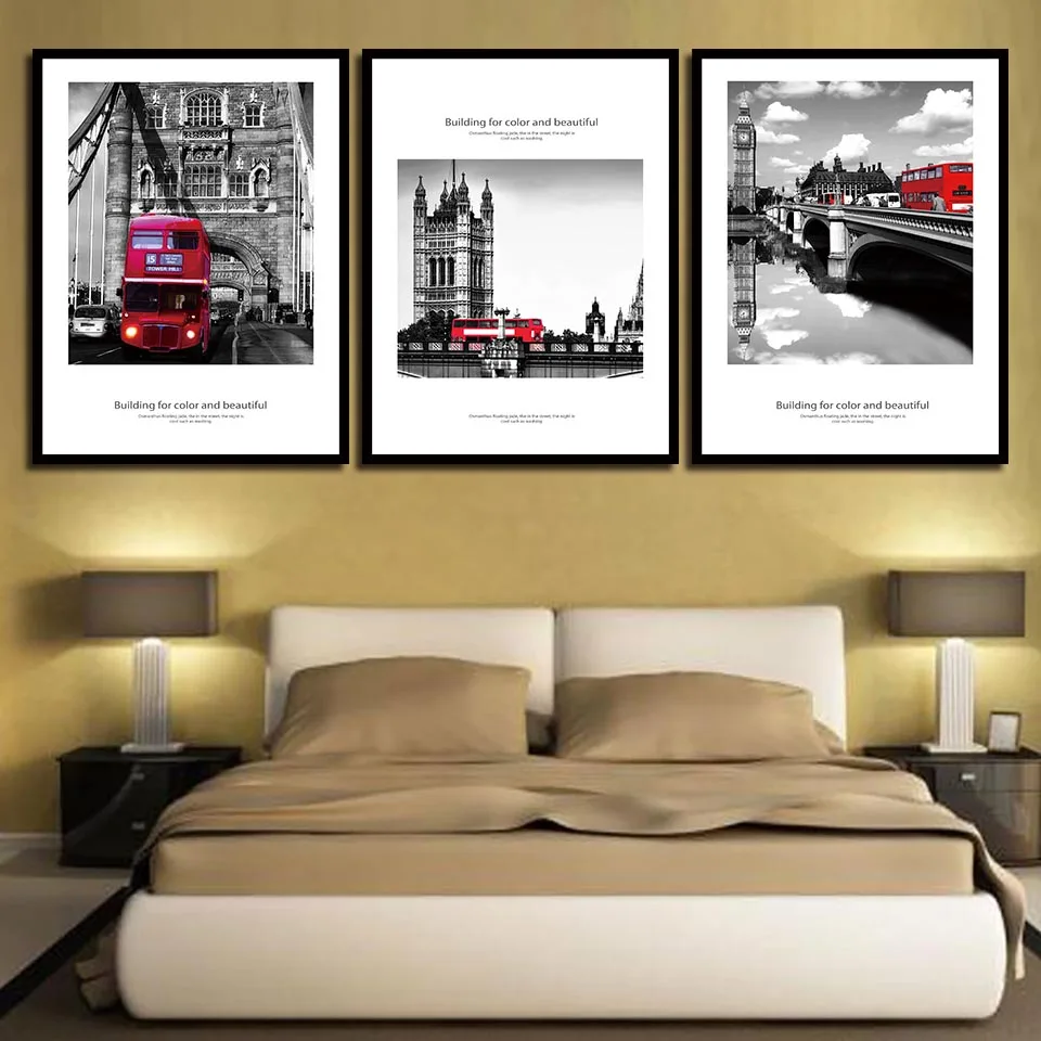 

Waterproof Print Canvas Painting Stylish For Living Room Modern Black Red Bus Series Poster Nordic Wall Artwork Unframed