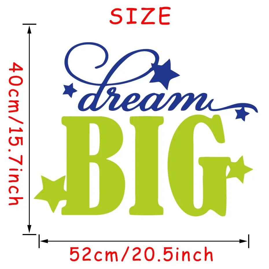 Dream Big Inspirational Quote Настенная Наклейка съемная ПВХ для детских комнат