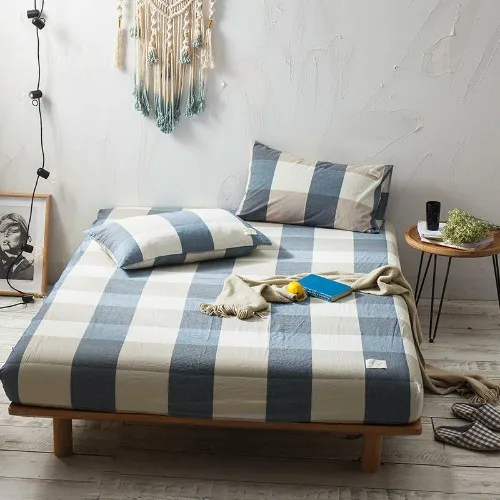 fitted sheet 10 3 шт. хлопок простыня с резинкой постельное белье льняные простыни серый зеленый синий наматрасник один двойной русский размер 160x200 см - Цвет: fitted sheet 10
