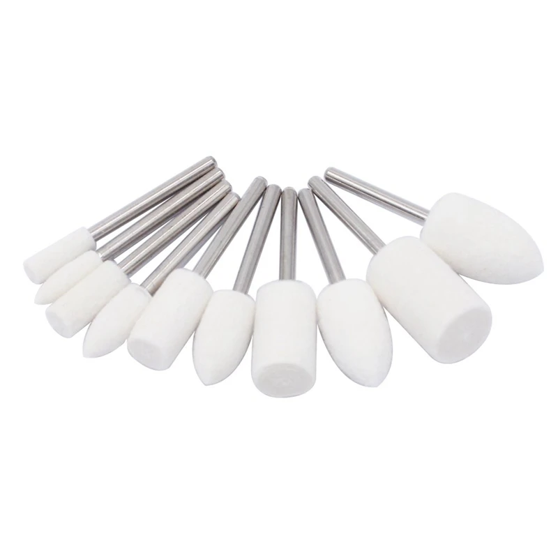 20Pcs Wool Felt Mounted Mandrel Polishing Buffing Wheels Grinding Bits Grinder Head Polish Watch Jewelry Rotary Tool Accessories |