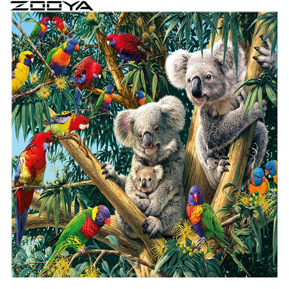 Zooya diamond Вышивка крестиком Наборы попугай Коала на дерево 5D DIY алмазов картина