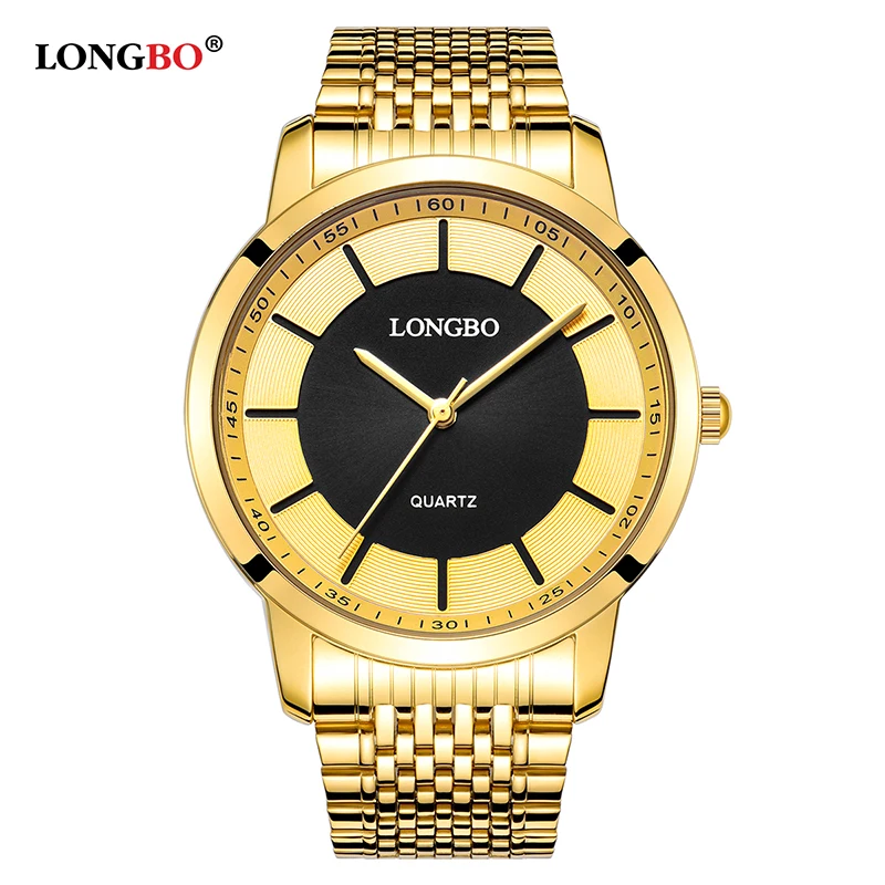 

Longbo Quartz Watch Lovers Watches Women Men Couple Analog Watches Steel Wristwatches Fashion Casual Watches Gold 1/pcs 80281