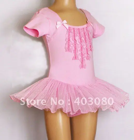 Детская балетная юбка розового и белого цвета с короткими рукавами детское
