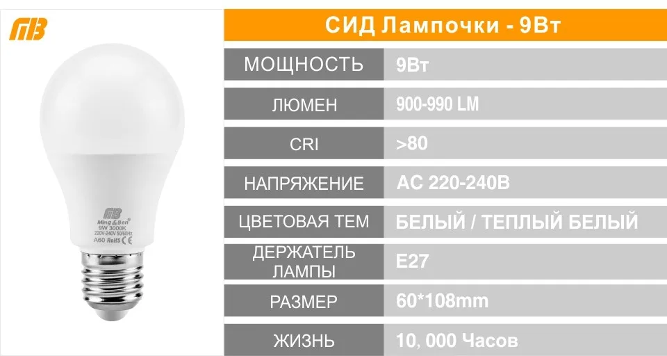 [MingBen] 6 шт СИД Лампочки E27 E14 3Вт 5Вт 7Вт 9Вт 12Вт 15вт 18Вт Осветительная Смарт Лампочки IC Светодиодные лампы холодный белый теплый белый Лампочка Высокой Яркости