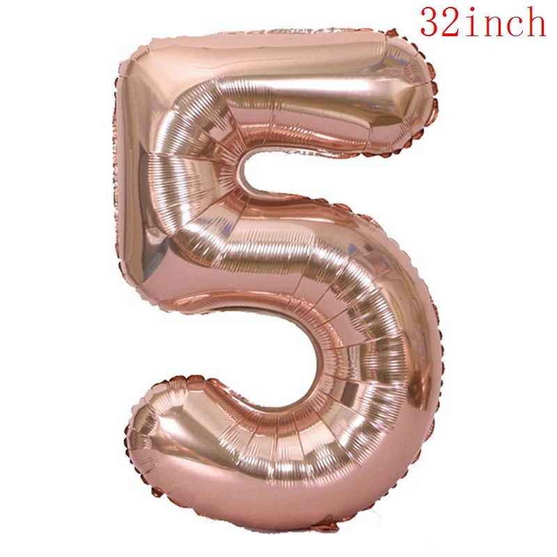 32inch Foil Number 5 Розовое золото конфетти латексные шары набор звезда сердце воздушный шар из фольги День Рождения украшения Дети Свадьба баллон детский душ принадлежности - Цвет: 32inch Foil Number 5
