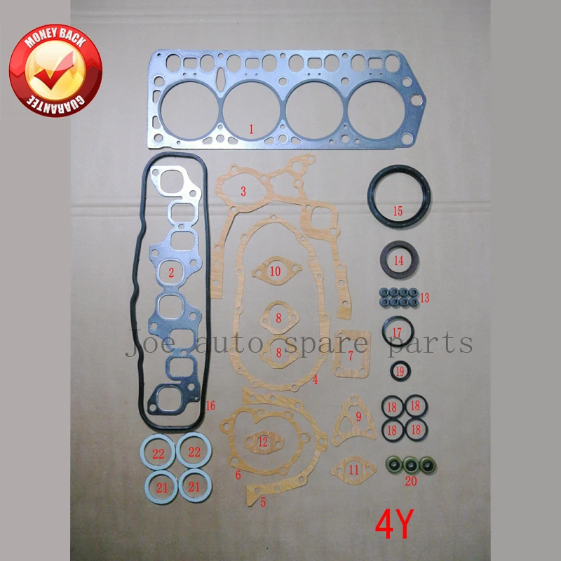 Полный комплект прокладок 4Y 4YEC для двигателя Toyota Hilux/Liteace/DYNA 200/Stout 2237cc 2.2L 1988 2001 50126000