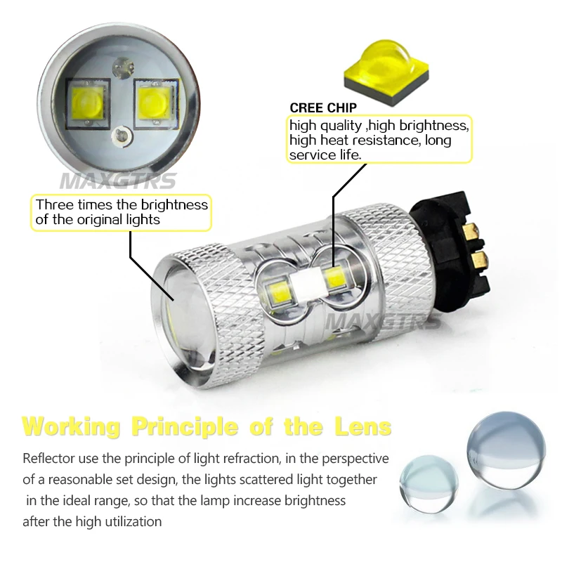 1 пара 50 Вт CREE чип Canbus PW24W светодиодный проектор DRL дневные ходовые огни белая