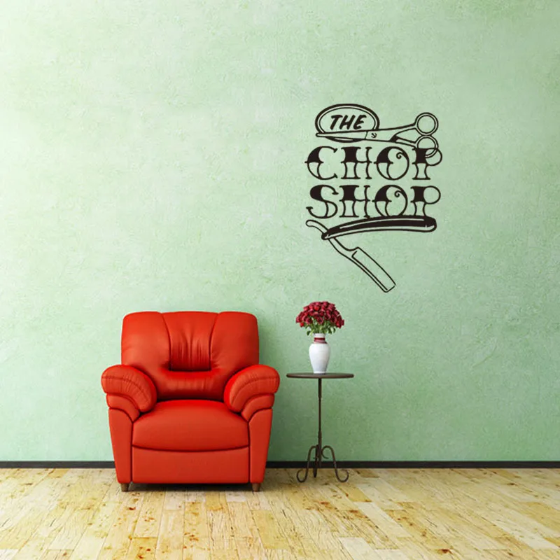 Ножницы стены винила Арт Наклейка парикмахер магазин украшения DIY обои съемные