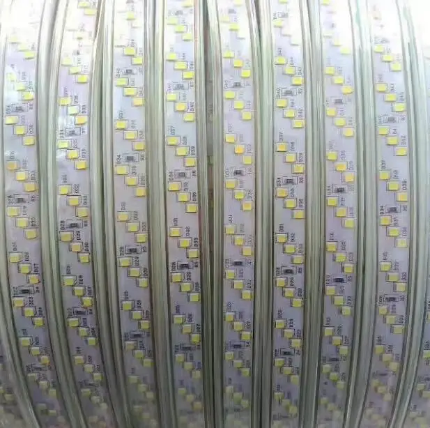 SMD 2835 Светодиодная лента 220V 276 светодиодный s/mThree ряд водонепроницаемая лента веревка 50 см можно резать теплый белый свет украшения супер яркий