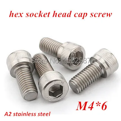 

200pcs/lot M4*6 Allen Screws Bolts DIN912 Hex Socket Cylinder Head Cap Screw M4X6mm Machine screws A2-70 Stainless Steel 304