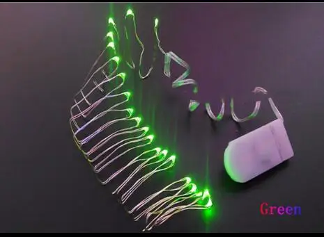 2 м 20 огней с переключателем LED CR2032 батарейный отсек для монет серебряная
