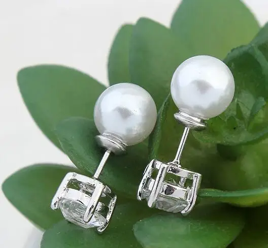 

Romantic Double Earrings AAA Cubic Zirconia Stone Stud Earrings For Women Fashion Brand Jewelry Boucle D'oreille Wedding Gift