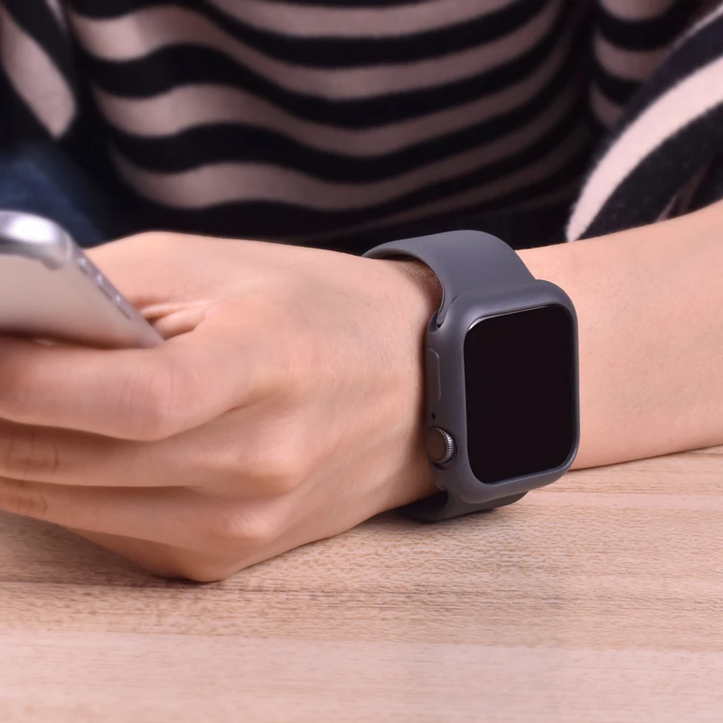 Мягкий силиконовый резиновый ремешок для часов+ чехол для iWatch 5 4 44 мм 40 ремешок для часов, мм крышка для Apple Watch 5 4 3 2 1 38 мм 42 мм бампер - Цвет ремешка: Color29