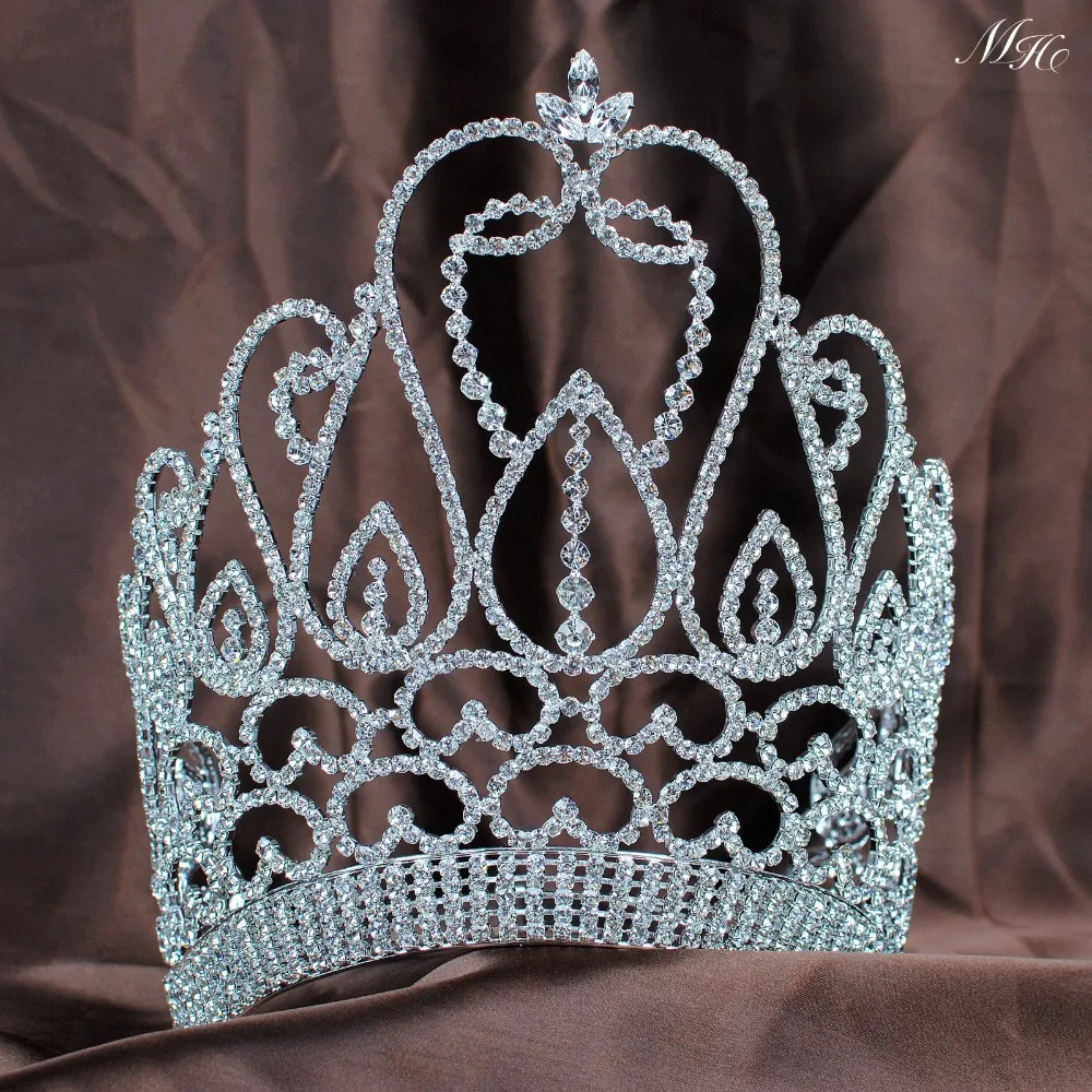 

Тиары ручной работы для свадьбы, фантастические большие короны с цветами, высокие диадемы 8 дюймов, головная повязка со стразами для свадьбы, вечеринки