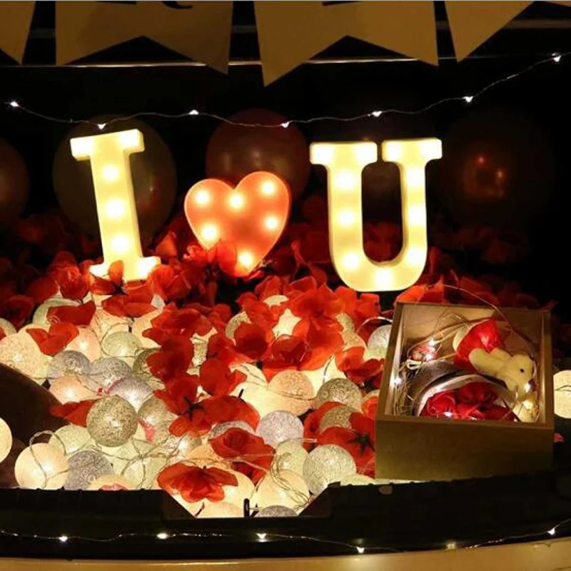 Цифровой буквенный Белый светодиодный ночник знак маркиза алфавит лампа на день