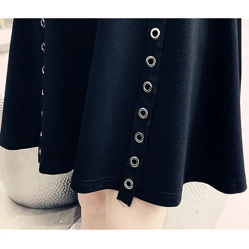 Черное платье для женщин весна лето 2018 модное с высокой талией маленькое