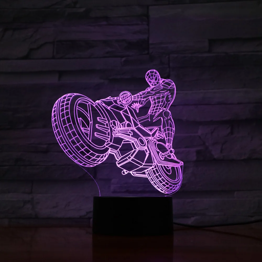 Мотоцикл лампа с 3D оптической иллюзией LED RGB ночник для детей Освещение дома