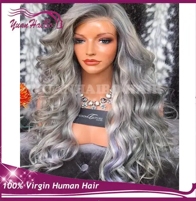 100% девственница монгольские волосы 9А качество серый свободная волна 130%