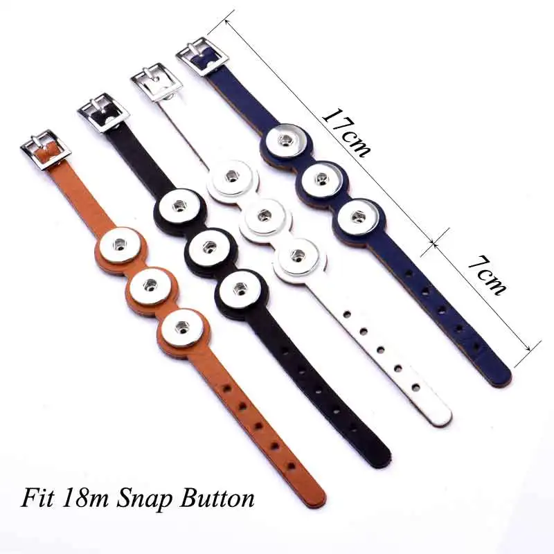 Черно-коричневый браслет Rivca из натуральной кожи Подходит для 18 мм кнопки