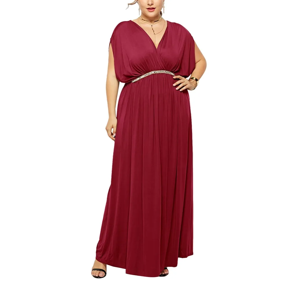 Женская мода летучая мышь рукав макси Warp платье для вечерние|Женские платья| |