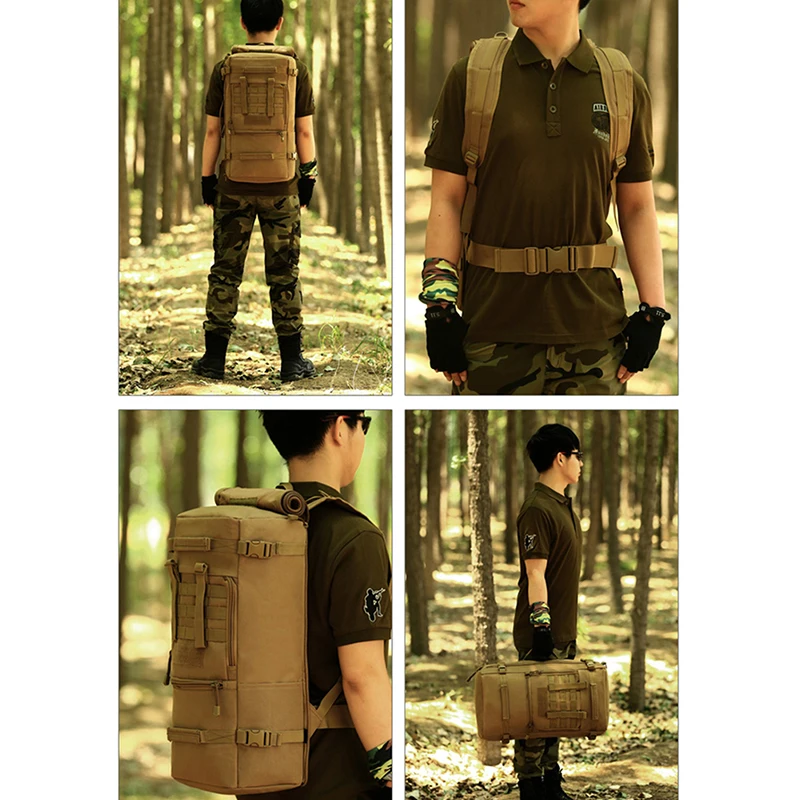 Tactical Military MOLLE Assault Pack 3 Way Modular Attachments 50L Large Waterproof Bag Rucksack Outdoor Camping Gear 088 | Спорт и