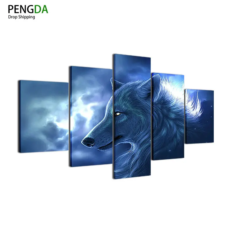 PENGDA HD Печать холст картина на стену для гостиной Куадрос 5 шт. животных Волк стены