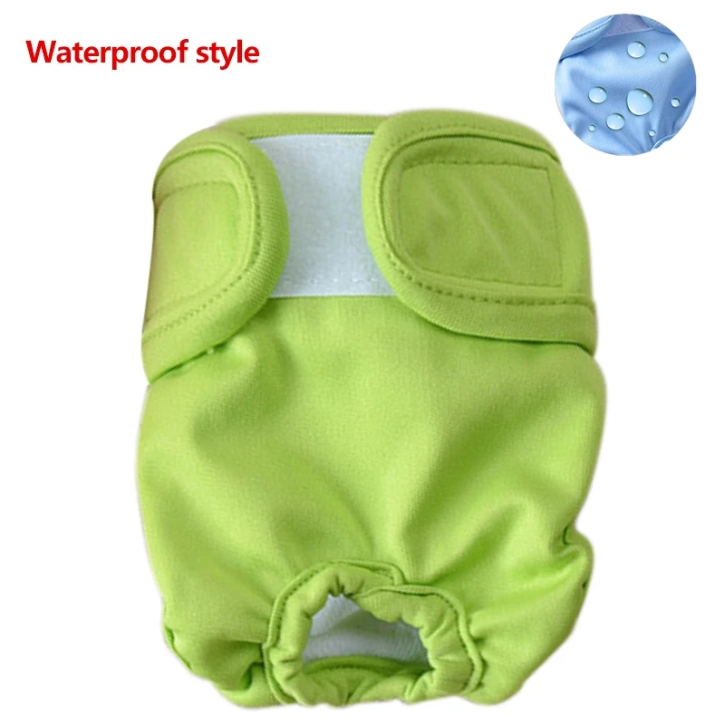Waterproof Green Физиологические штаны для домашних животных для женщин, маленьких собак, щенков, моющиеся прочные подгузники для собак, нижнее белье, гигиенические короткие подгузники, нижнее белье для домашних животных - Цвет: Waterproof Green
