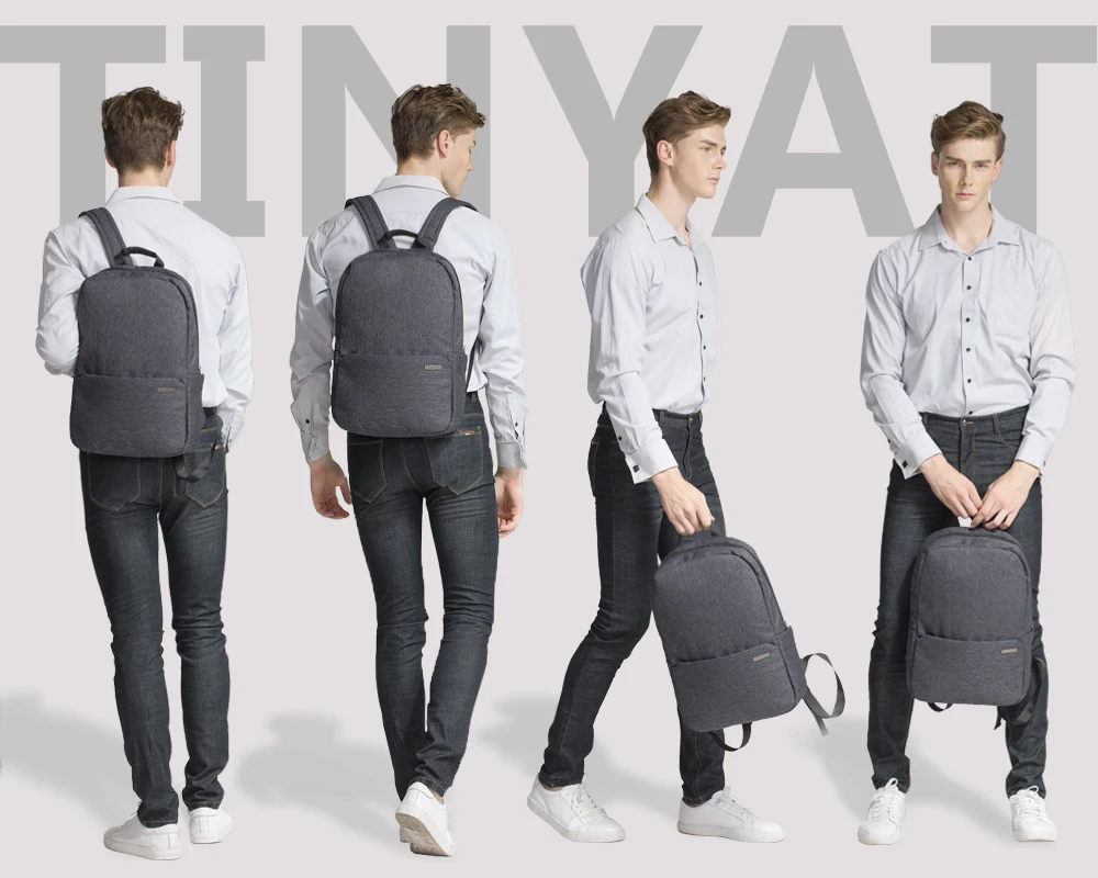 Мужской холщевый рюкзак для ноутбука TINYAT, рюкзак для компьютера с диагональю 15 дюймов, водонепроницаемый школьный рюкзак, сумка для подростков, рюкзак на плечи