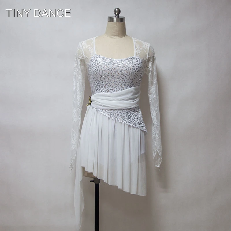 Детский и взрослый костюм для балета лирики современных танцев белое платье с