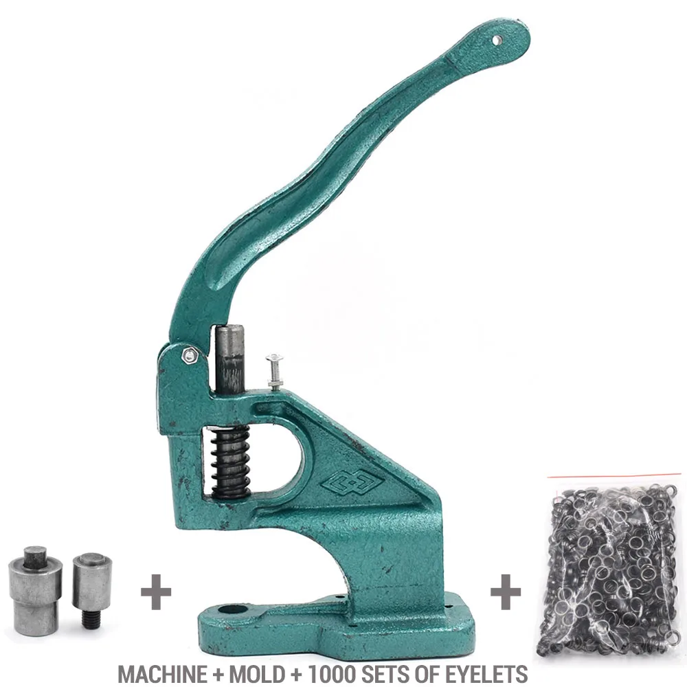 1000sets and Machine 1000 комплекты люверсы+ станок+ формы с металлическими клепками очки глазки, отверстия кнопки инструментов DIY скатерть отверстие душевая шторка отверстие Пресс машина - Цвет: 1000sets and Machine