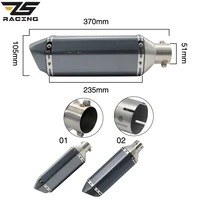 zs racing ak motorcycle exhaust muffler pipe slotted escape moto with db killer for gy6 nmax msx125 crf 230 gsr 600