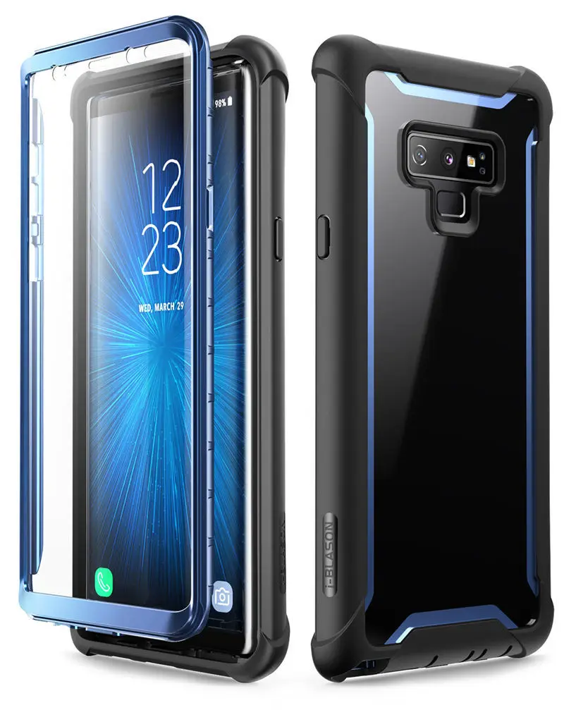 Blue Чехол i-Blason для samsung Galaxy Note 9, серия Ares, полный корпус, прочный, прозрачный, бампер, чехол со встроенной защитой экрана - Цвет: Blue