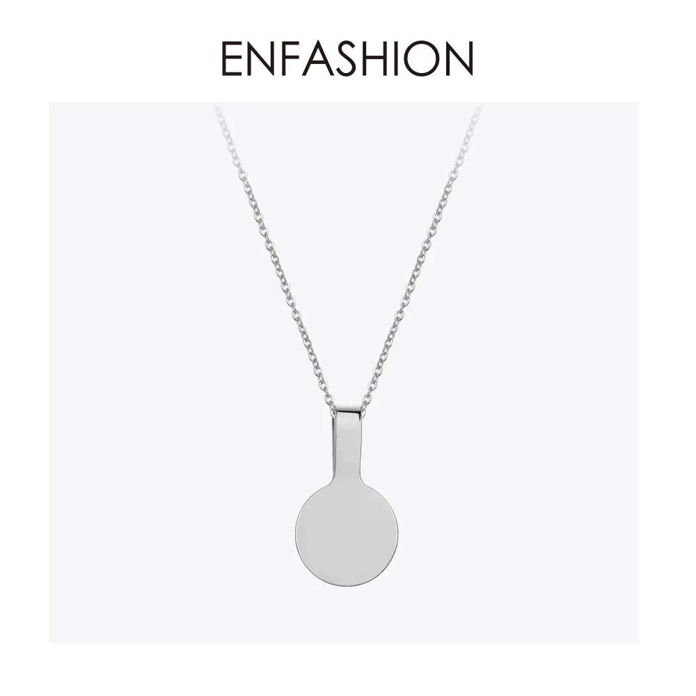 Circle Silver color ENFASHION персонализированное выгравированное название ожерелье из нержавеющей стали круглое ожерелье с квадратной подвеской для пар ювелирные изделия на заказ PB3010 - Окраска металла: Circle Silver color