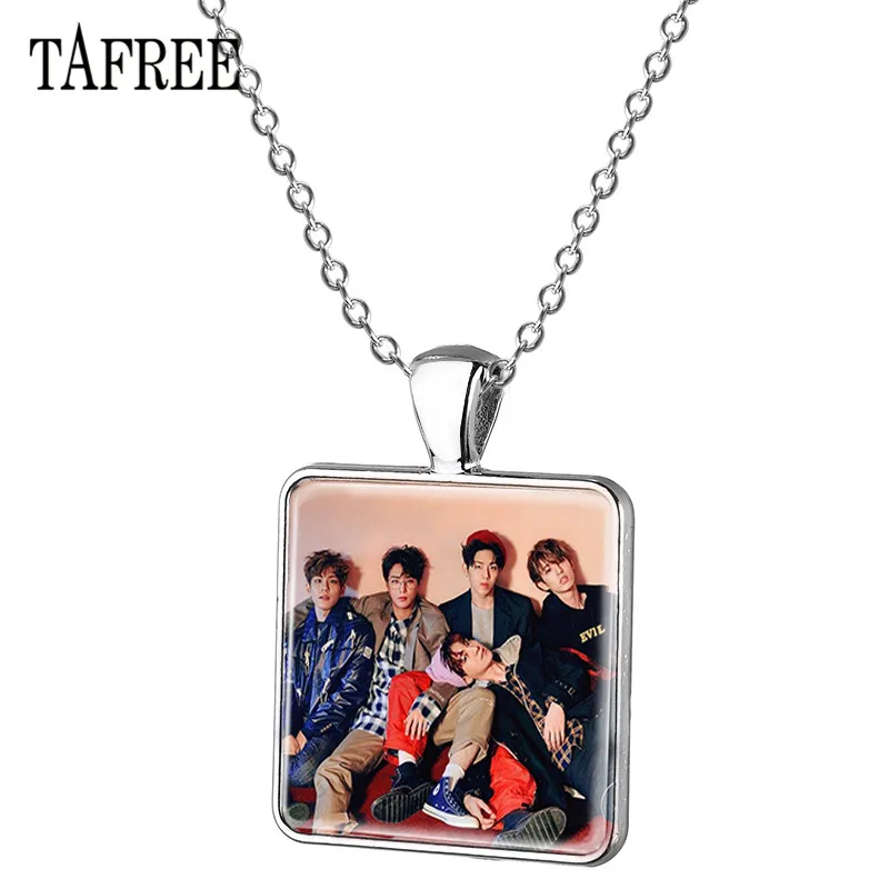 TAFREE Kpop Day6 фото кулон ожерелье квадратной формы стеклянные ожерелья Кабошон