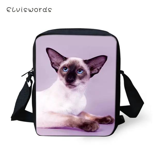 CDWX3100E ELVISWORDS женские сумки-мессенджеры Siamese Cat принты женские закрылки модные сумки на плечо Kawaii животный узор дорожные Мини кошельки - Цвет: CDWX3100E