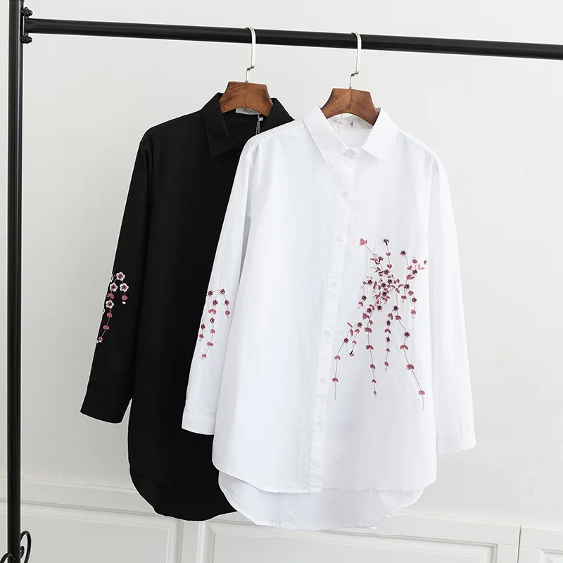 2019 размера плюс повседневные блузки Весенняя женская одежда модные свободные