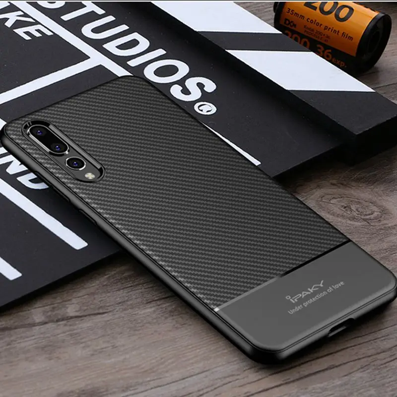 Чехол для телефона IPAKY из углеродного волокна задняя крышка Huawei P20 Lite роскошный
