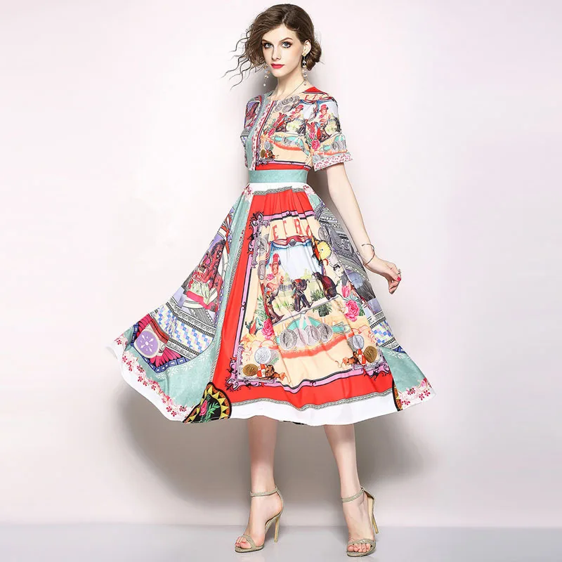 LARCI 2018 Новое поступление Для женщин Лев зоопарк с принтом платья трапециевидной