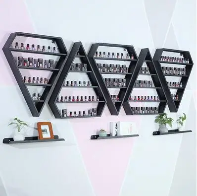9pcs Алмазная стойка для маникюра, лака для ногтей, железная настенная полка для маникюра, настенная стойка для клея для ногтей, косметическая полка - Цвет: 9pcs