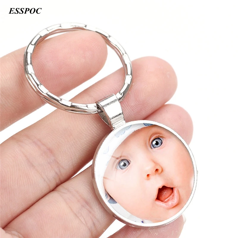 

DIY Handmade Fashion Personalized Custom Keychain Rings Baby Lover Pet Photo Keyring Chain Ring Holder Birthday Commemorate Gift
