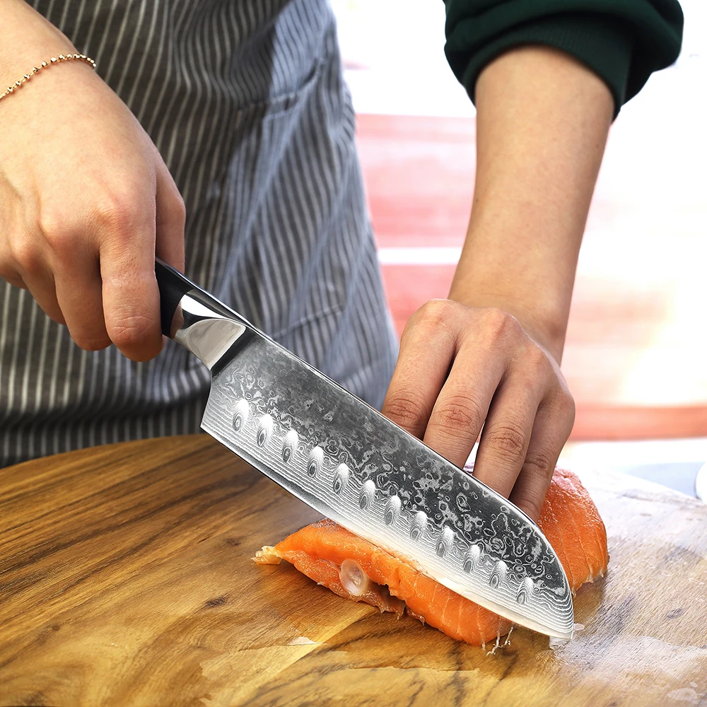 Sunnecko 7&quot inch Santoku Kitchen Chef Knife Japanese 73-Layers Damascus VG10 Steel Razor Sharp Blade Cutting Tools G10 Handle | Дом и сад